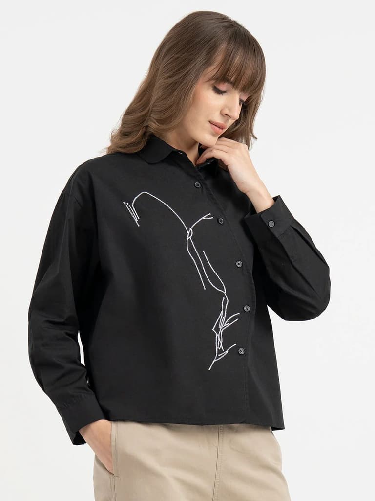 Shirts for Women in Black | Casual Cotton Shirt — photo 6