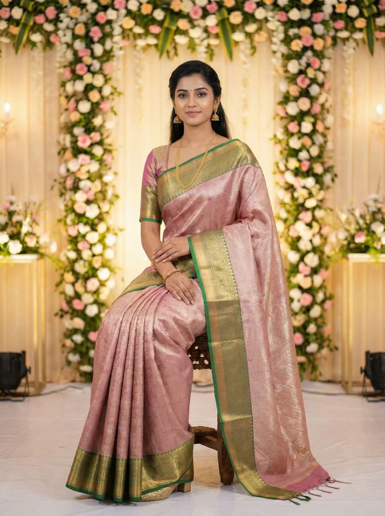 MIMOSA Women's Woven Design Kanjivaram Style Art Silk Saree with Blouse Piece - Magenta (SA00001522MJFREE) — photo 3