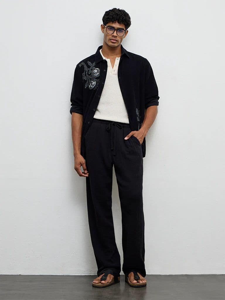 ETA Black Relaxed-Fit Mid-Rise Chinos