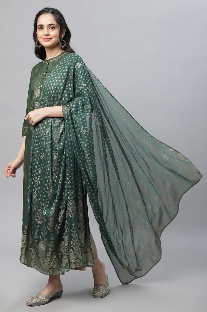 Green Silver Chiffon Printed Dupatta — photo 6