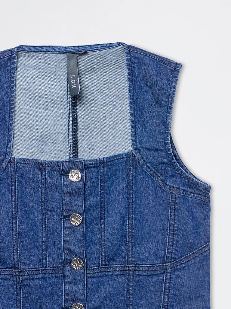 LOV Blue Denim Top — photo 7