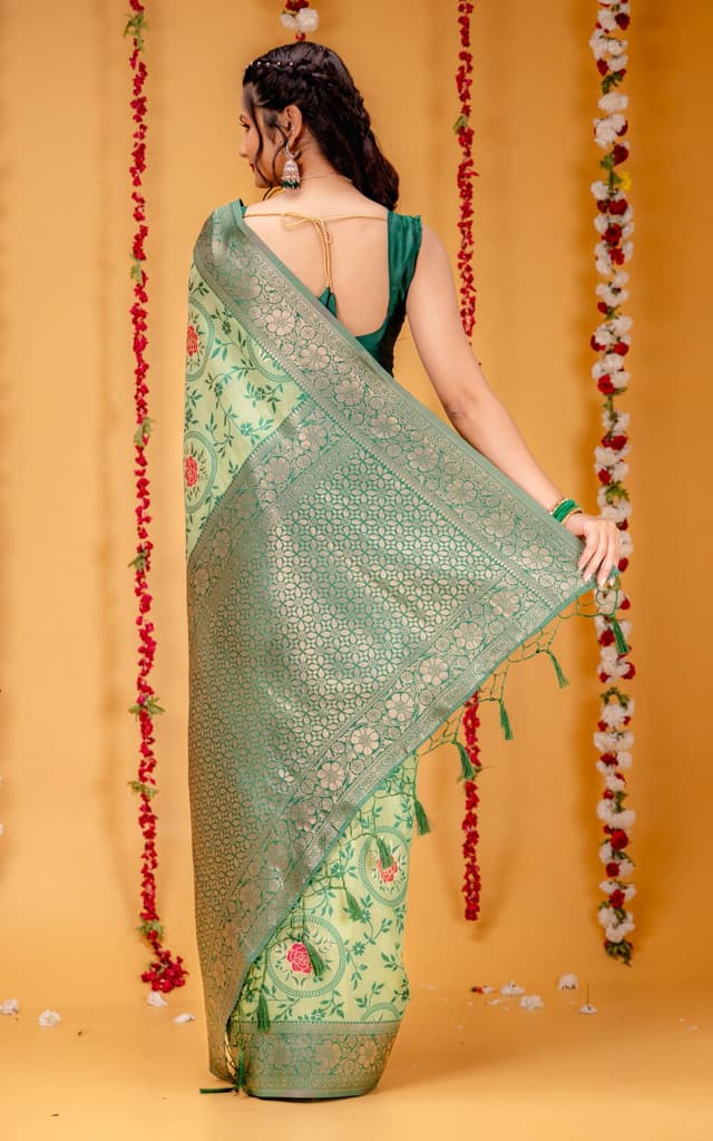 Mimosa Women's Woven Design Kanjivaram Style Art Silk Saree With Blouse Piece : SA00001599PSFREE — photo 6