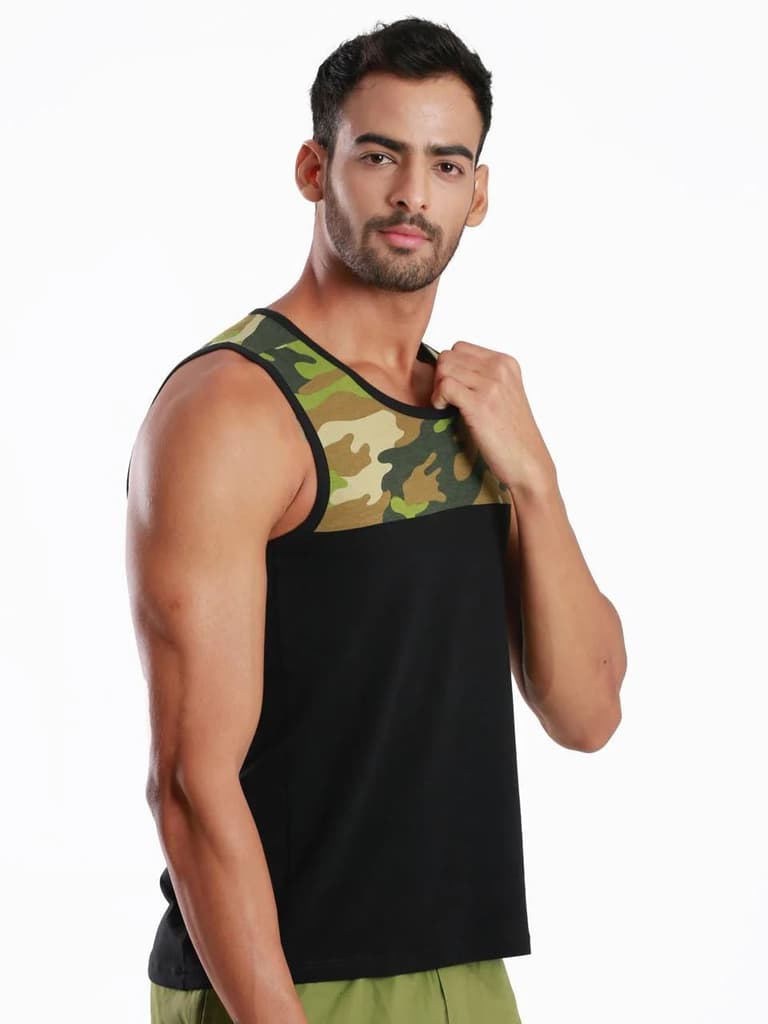 Yoke Camo Black Active Fit Camo Printed Organic Bamboo Vest (Pack Of 1) — photo 4