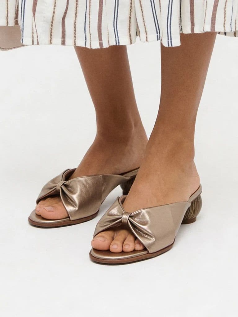 LUNA BLU Champagne Round Heel Sandals