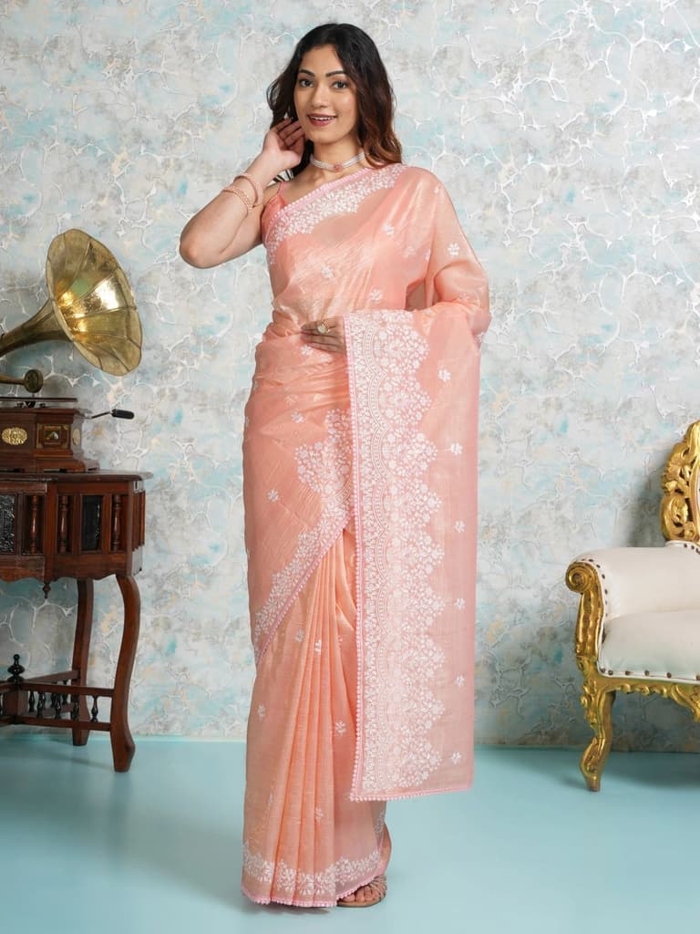 Mimosa Women's Woven Design Banarasi Style Tissue Crush Saree With Blouse Piece : SA00002011PCFREE — photo 2