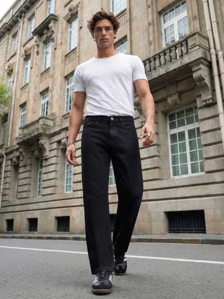 Men's Black Relaxed Fit Washed Denim Jeans Non-Stretchable — photo 4
