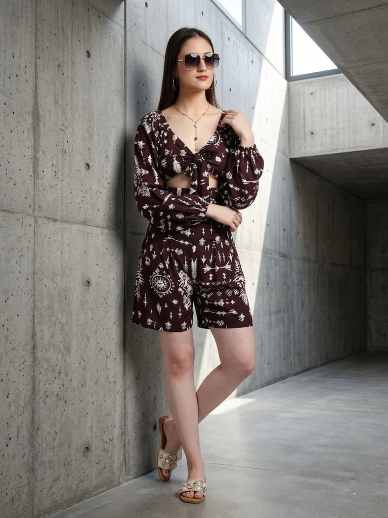 Elowen Abstract Playsuit- Brown — photo 3