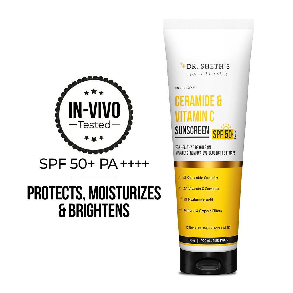 Ceramide & Vitamin C Sunscreen - 125gm In-Vivo Tested SPF 50+ PA ++++