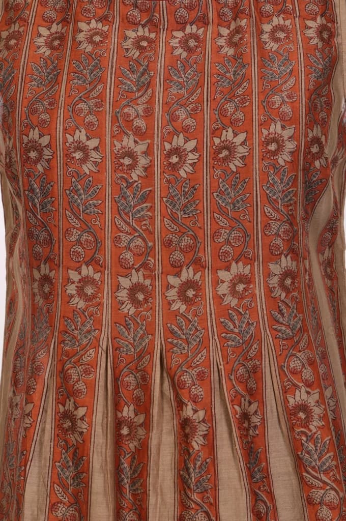 Rust Block Floral Printed Cotton Blend Pleated Sleeveless Top — photo 6