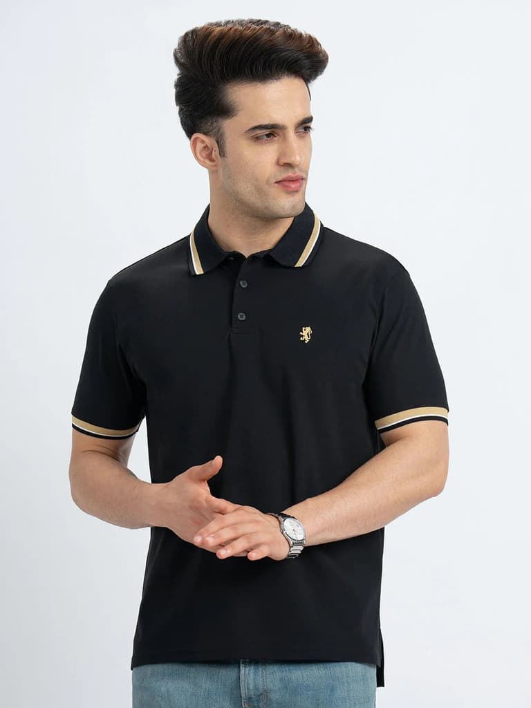 T Shirts for Men in Black | Polo Half Sleeve T Shirt — S / Black