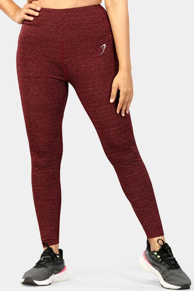 Essential Melange Leggings Maroon — XS