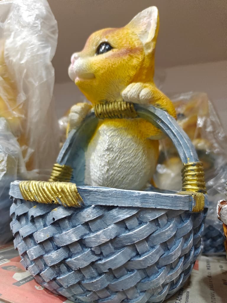 Yellow Cat Figurine | Kitten Statue | Ceramic | Decorative