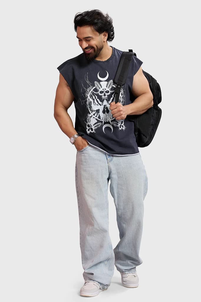 Restricted Washed Capsleeve Tank Dark Grey — photo 2
