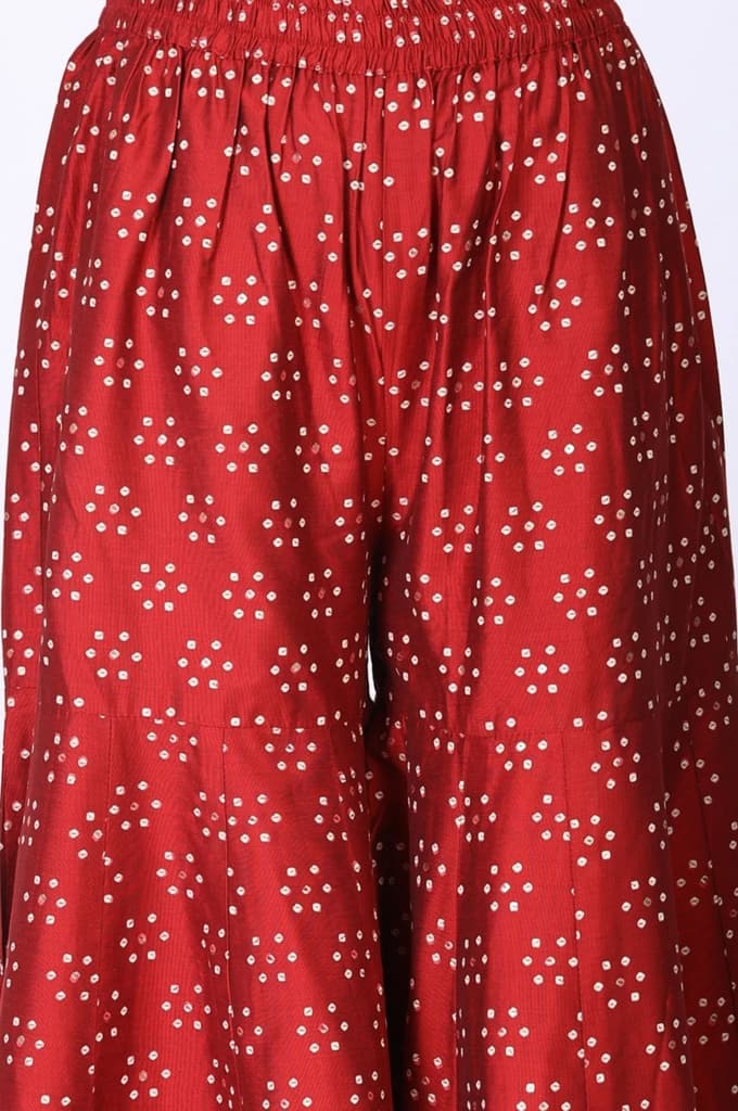 Red Metallic Embroidered Bandhani Straight Kurta — photo 7