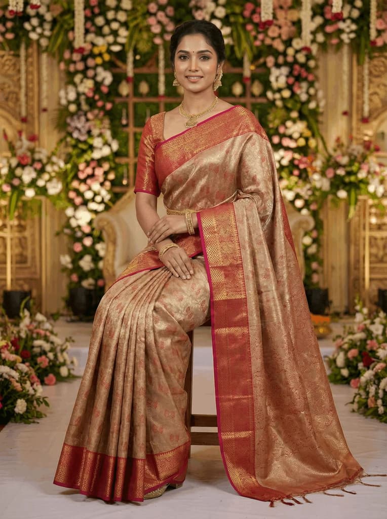 MIMOSA Women's Woven Design Kanjivaram Style Art Silk Saree with Blouse Piece - Maroon (SA00002804MRFREE) — photo 4