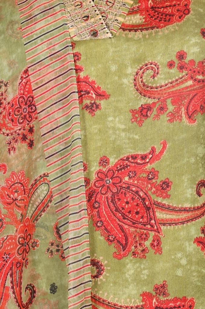 Olive Sequins Paisley Printed Straight Satin Kurta with Straight Pants and Dupatta Set — photo 2