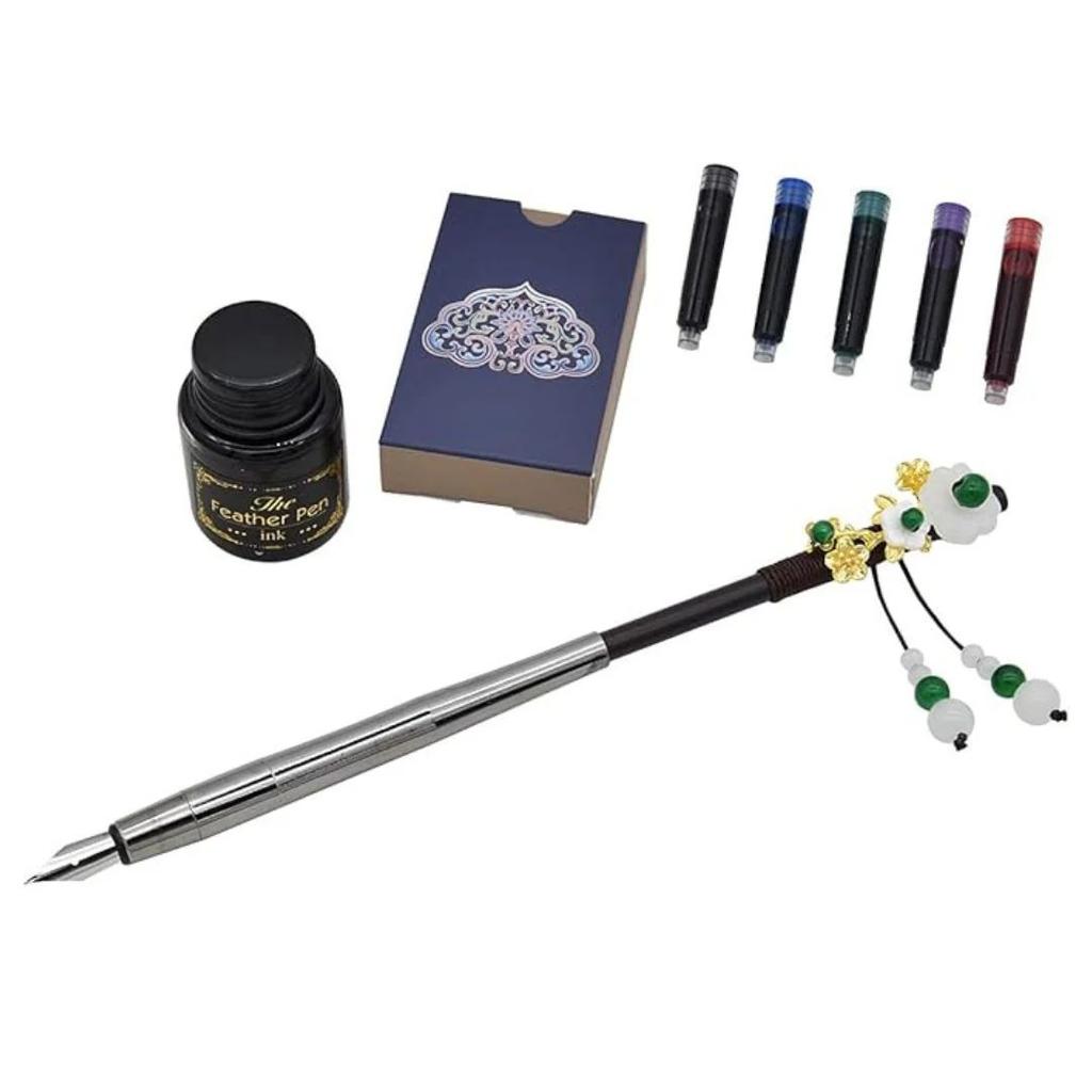 Hair Stick Style Fountain Pen Gift Set | Retro Style Kit With Ink Bottle And Cartridges — photo 5