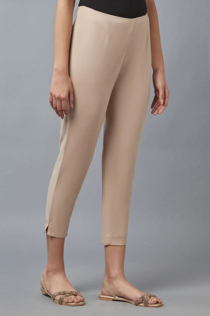 Beige-coloured Ankle-Length Trousers — photo 4