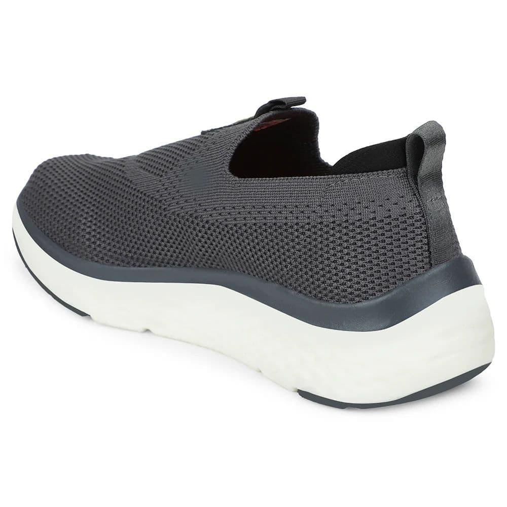 Leap7x Dark Grey Sports Non Lacing Walking Shoes For Men NITRUN-2 By Liberty — photo 5
