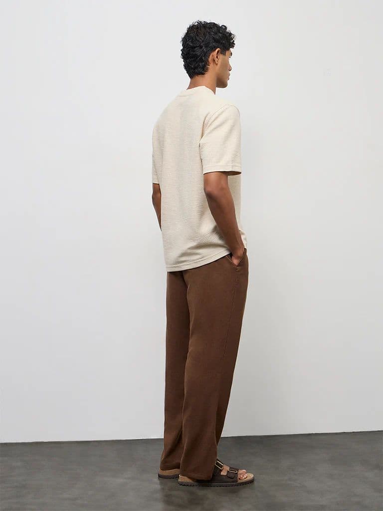 ETA Dark Brown Relaxed-Fit Mid-Rise Cotton-Blend Chinos — photo 5
