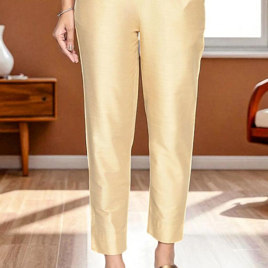 Gold Yarn Dyed Slim Fit Trousers