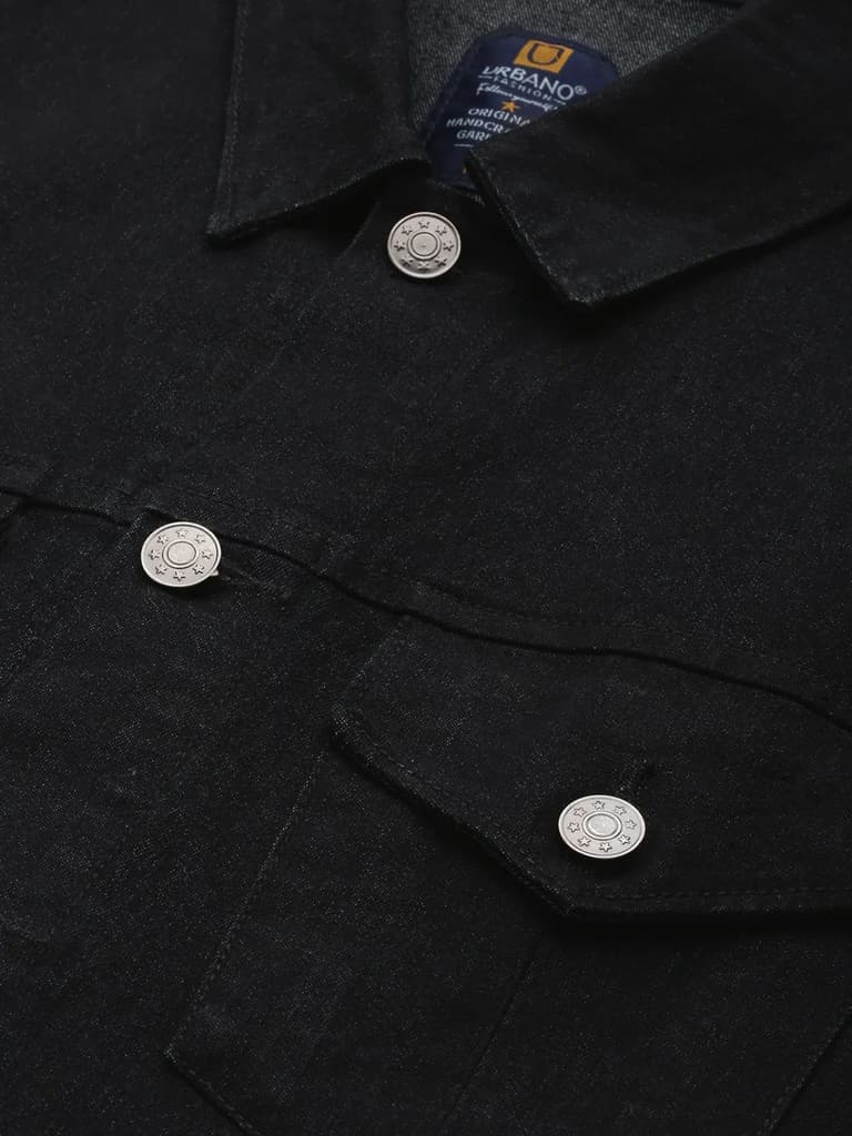 Men's Black Slim Fit Washed Sleeveless Denim Jacket — photo 6