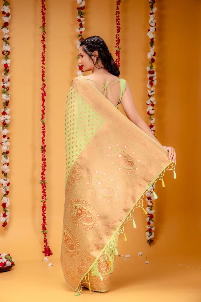 Mimosa Women's Woven Design Banarasi Style Art Silk Saree With Blouse Piece : SA00001809LRFREE — photo 6