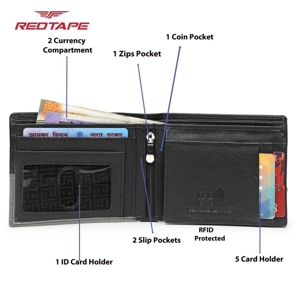 Men’s Black Grey Colorblocked Genuine Leather Wallet — photo 7