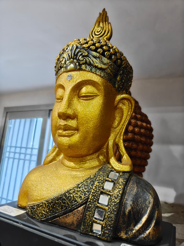 Gold Buddha Head Statue | Decorative | Gold | Buddhist