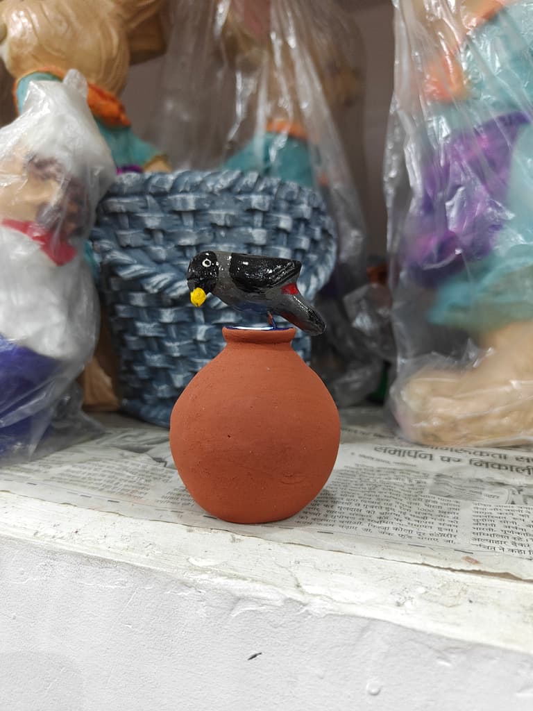 Ceramic Vase | Brown | Decorative | Bird Design