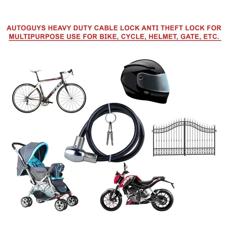 Autoguys Heavy Duty Cable Lock Anti Theft Lock For Multipurpose Use For Bike - Assorted — photo 2