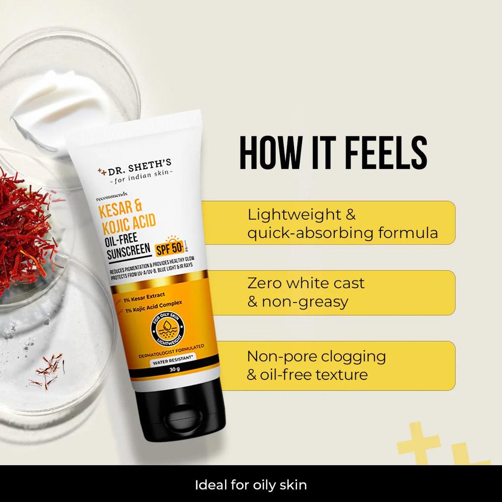 Kesar & Kojic Acid Oil Free Sunscreen - 30g (Pack of 2)