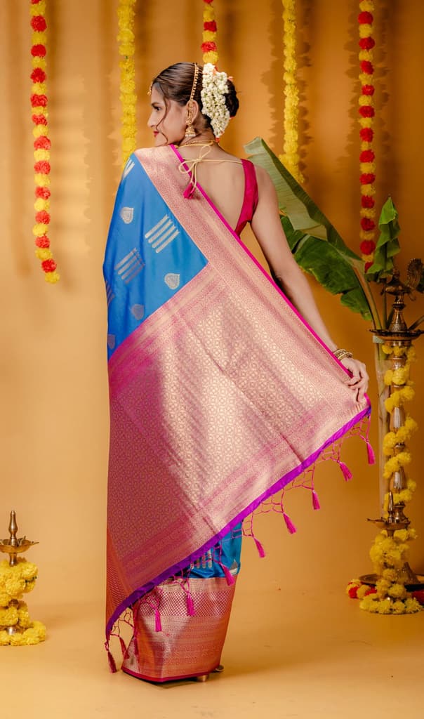 Mimosa Women's Woven Design Kanjivaram Style Art Silk Saree With Blouse Piece : SA00001732SFFREE — photo 6