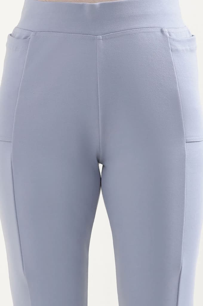 Blue Solid Flared Pants With Elasticated Waist — photo 6