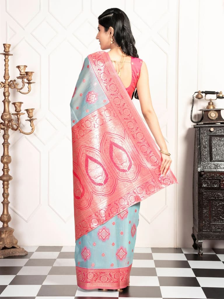 Mimosa Women's Woven Design Kanjivaram Style Art Silk Saree With Blouse Piece : SA00002068SFFREE — photo 4