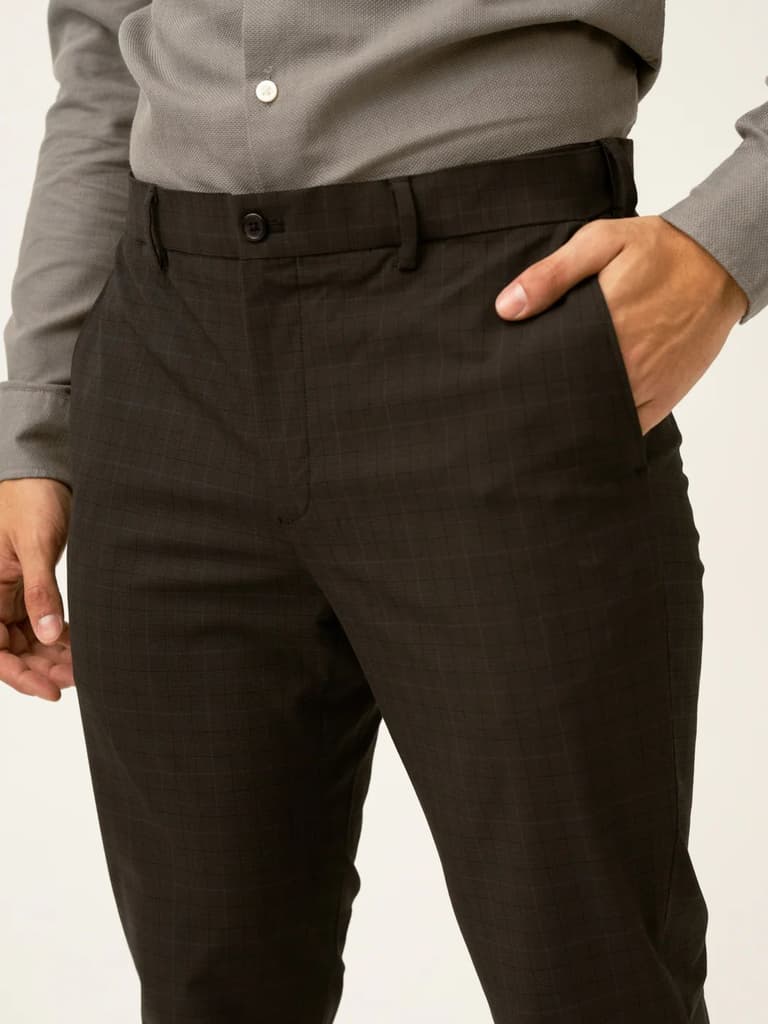 Submarine Black Checks Formal Pants