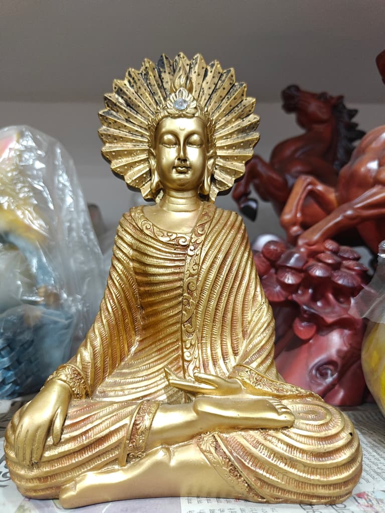 Gold Buddha Statue | Religious Decoration | Gilded | Gold