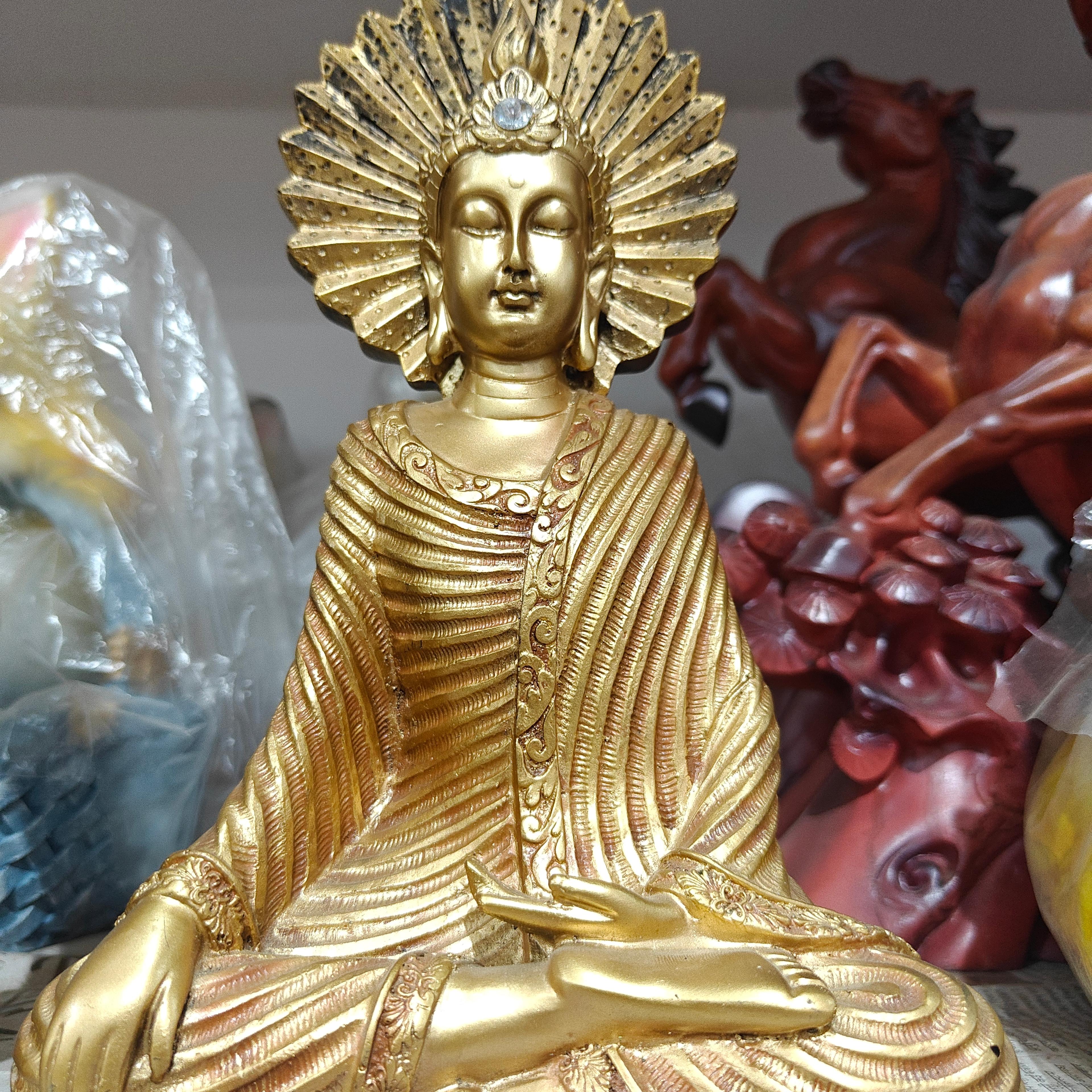 Gold Buddha Statue | Religious Decoration | Gilded | Gold
