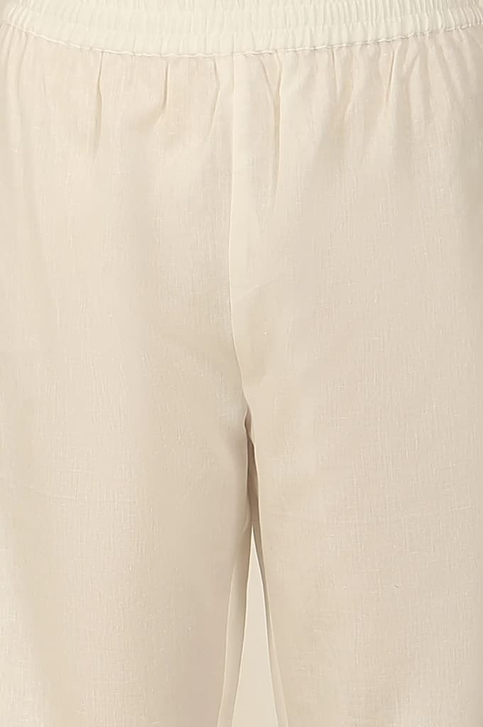White and Black Floral Printed Kota Flared Kurta, Pants and Dupatta Set — photo 8