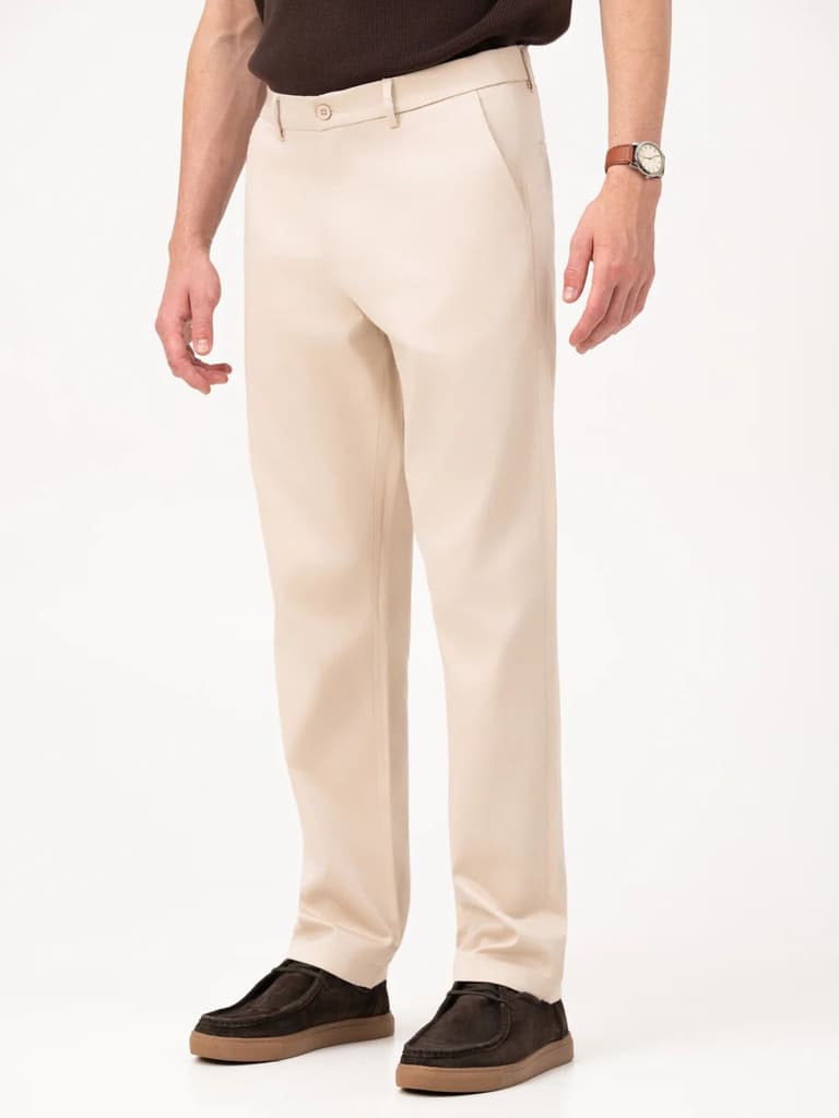 Lumora Cream Relaxed Fit Stretch Chinos for Men — photo 8