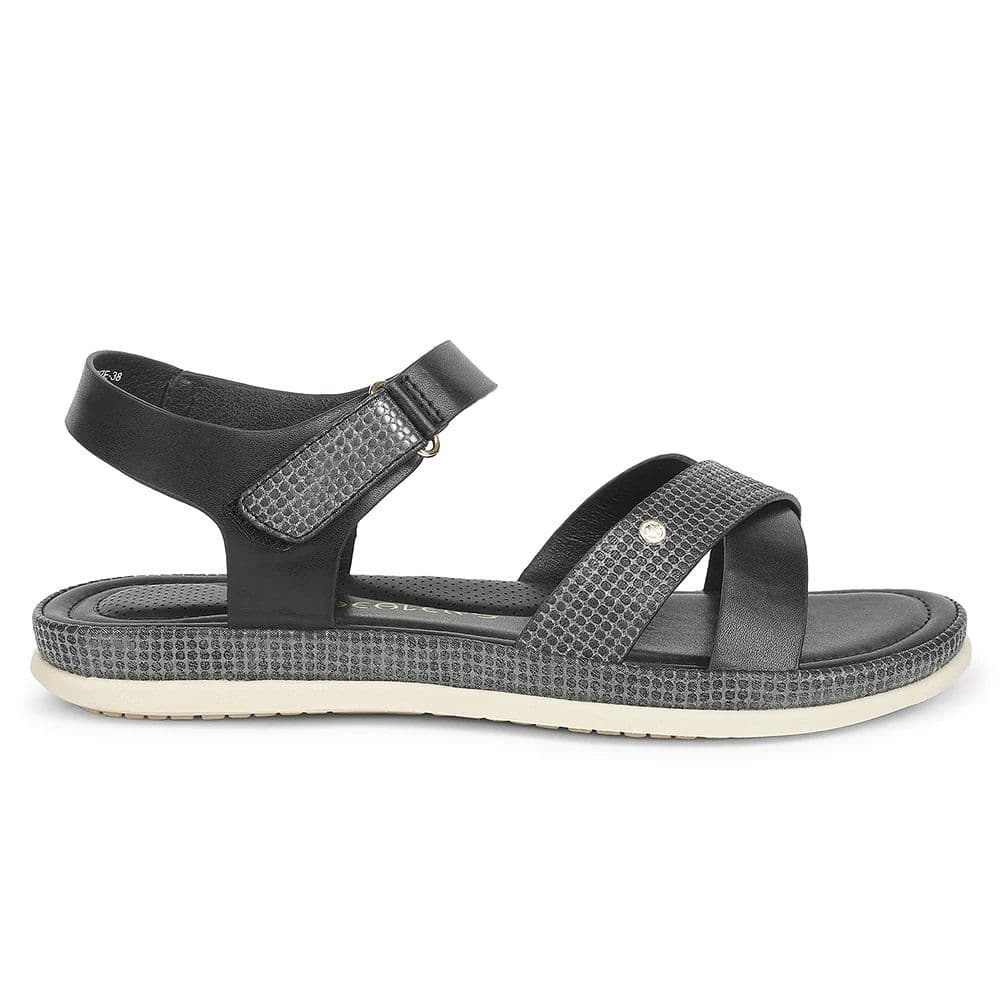 Healers Black Casual Flat Sandal for Women GLF-1 by Liberty — photo 2