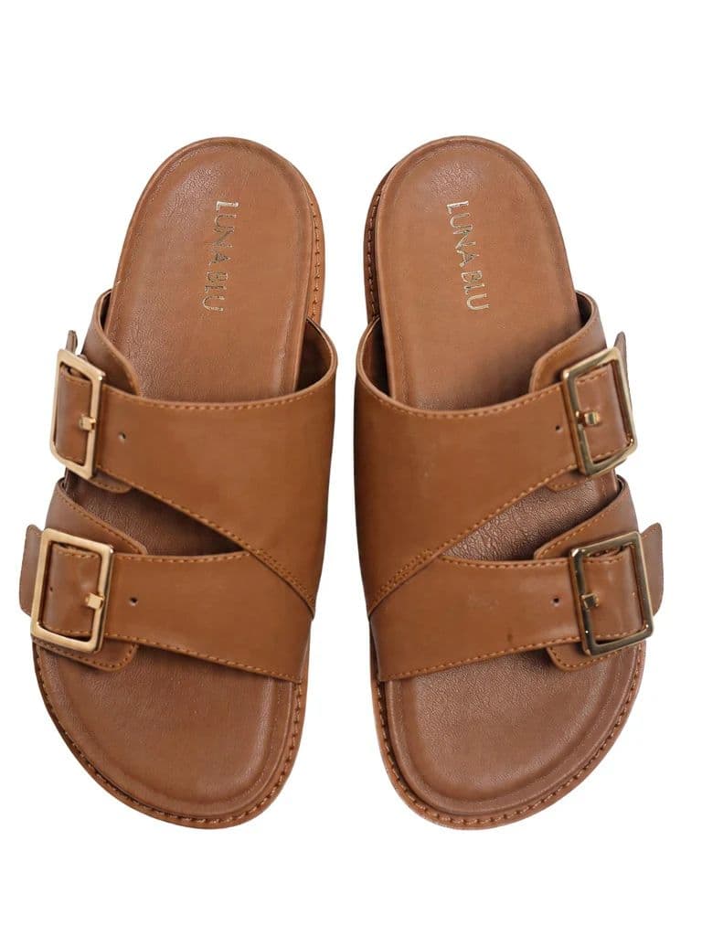 LUNA BLU Light Tan Buckle-Detailed Sandals — photo 3