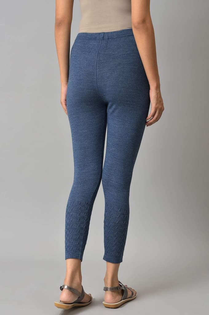 Blue Solid Skinny Fit Tights With Elasticated Waist — photo 2