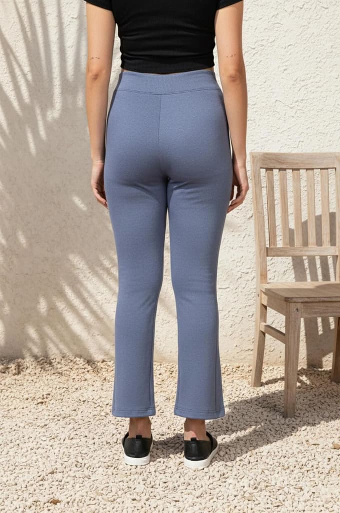 Sky Blue Solid Flared Rayon Tights — photo 4