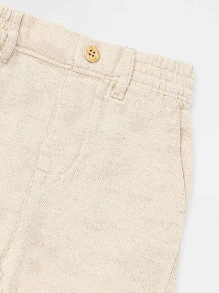 HOP Kids Boys Beige Mid-Rise Cotton-Blend Shorts — photo 5