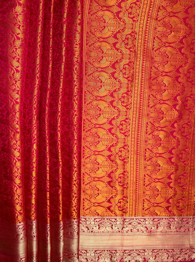 MIMOSA Women's Woven Design Banarasi Style Art Silk Saree with Blouse Piece - Rani ( SA00003132RNFREE ) — photo 7