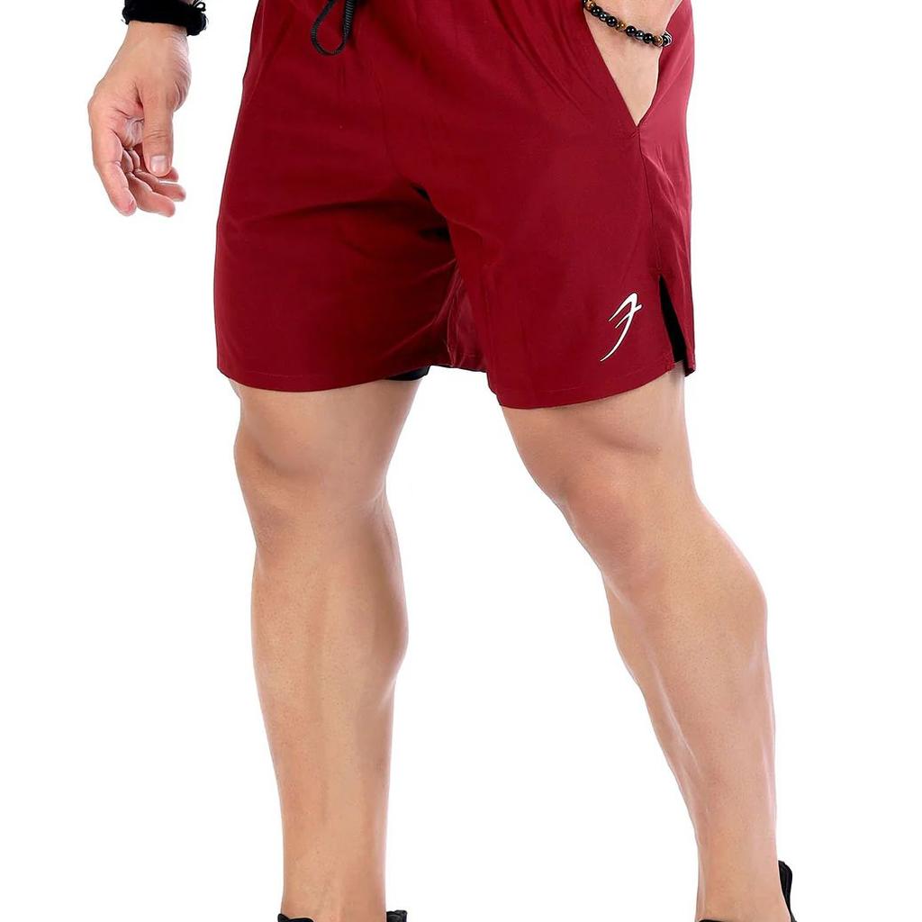 2 in 1 Compression Shorts Maroon