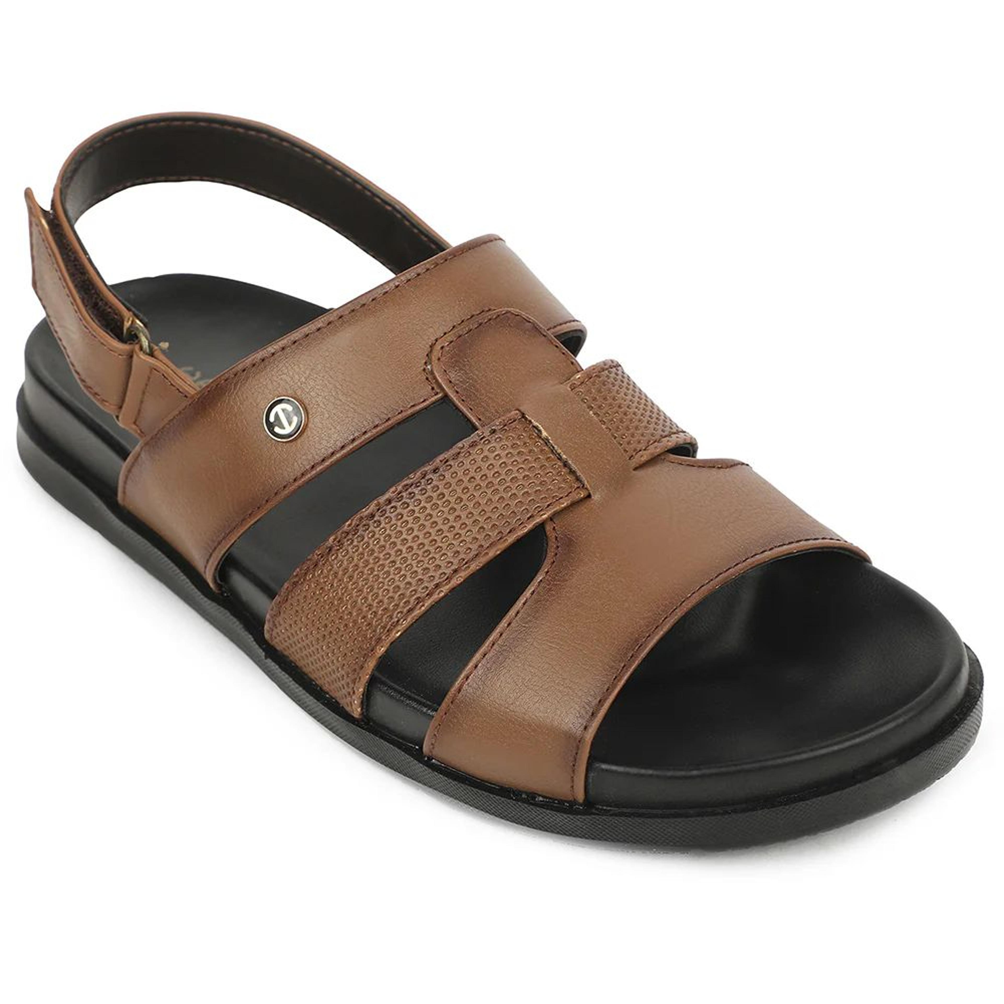 Healers Tan Casual Flat Sandal for Men LEEKSER-1E by Liberty