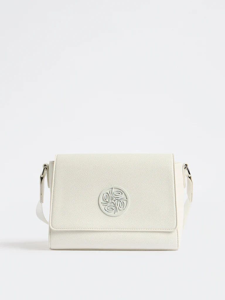 Westside White Embossed Sling Bag