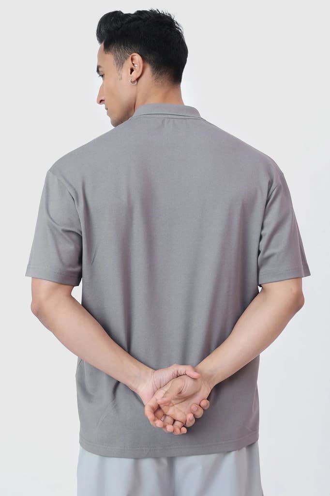Noir Oversized Polo T-shirt Grey — photo 5